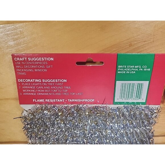 Vintage Small Christmas Tree Tinsel Garland 4 strands silver 40Ft Total - Picture 4 of 4